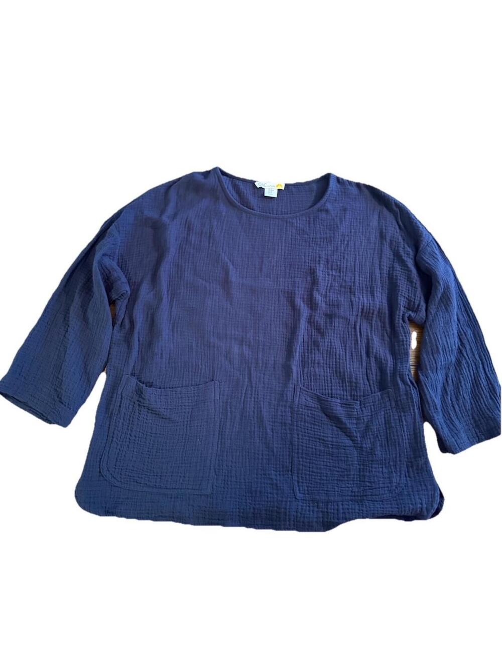 C & C California Navy Medium Relaxed Fit Tunic 100% Cotton